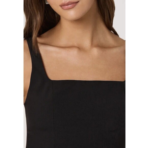 Aster The Label Feather Trimmed Black Crop Tank Top Women’s Size Small NWOT - Picture 2 of 7